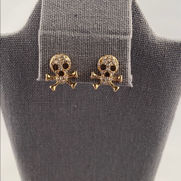 Jewelry - Gold and rhinestone skull earrings Jewelry - Gold and rhinestone skull earrings
